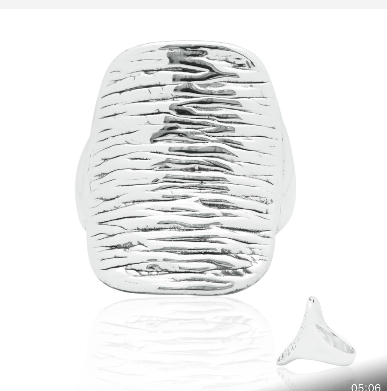 Silver wide ring with texture