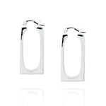 Rectangular Silver Hoop Earrings