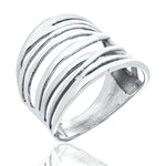 Silver wide ring with wrap design